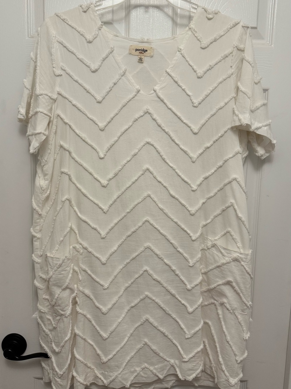 Porridge Ivory Textured Chevron V-Neck Tunic